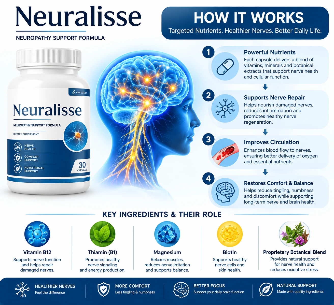 How Neuralisse works — powerful nutrients, nerve repair support, improved circulation and restored comfort